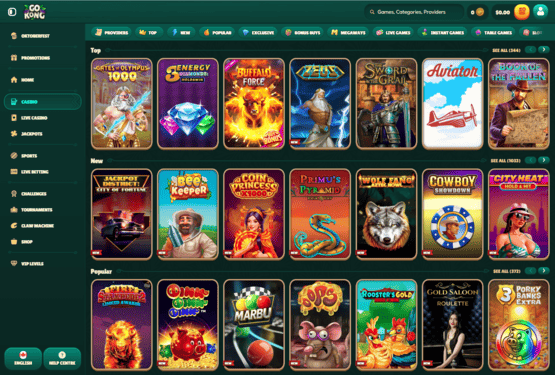 GoKong casino main page