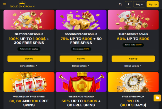 Golden Crown casino promotions page