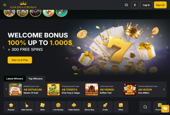 Golden Crown casino main page