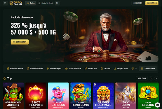 Page principale du casino Goldex