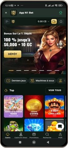 Capture d'écran de la page principale de Goldex Casino sur mobile