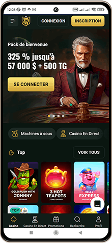 Capture d'écran de la page principale de Goldex Casino sur mobile