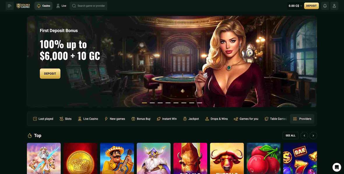 Goldex casino main page