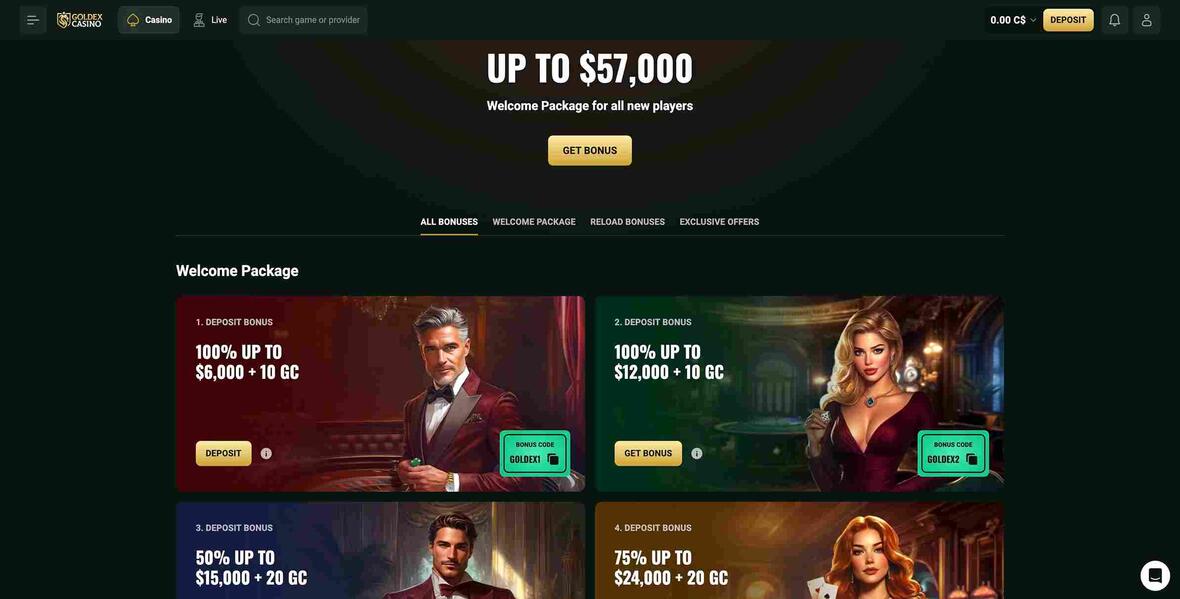 Goldex casino promotions page