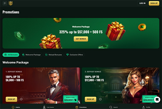 Goldex casino promotions page