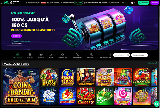 Page principale du casino Granawin