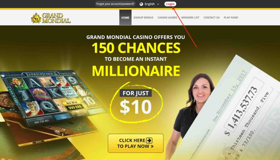 Grand Mondial casino - registration process step 1