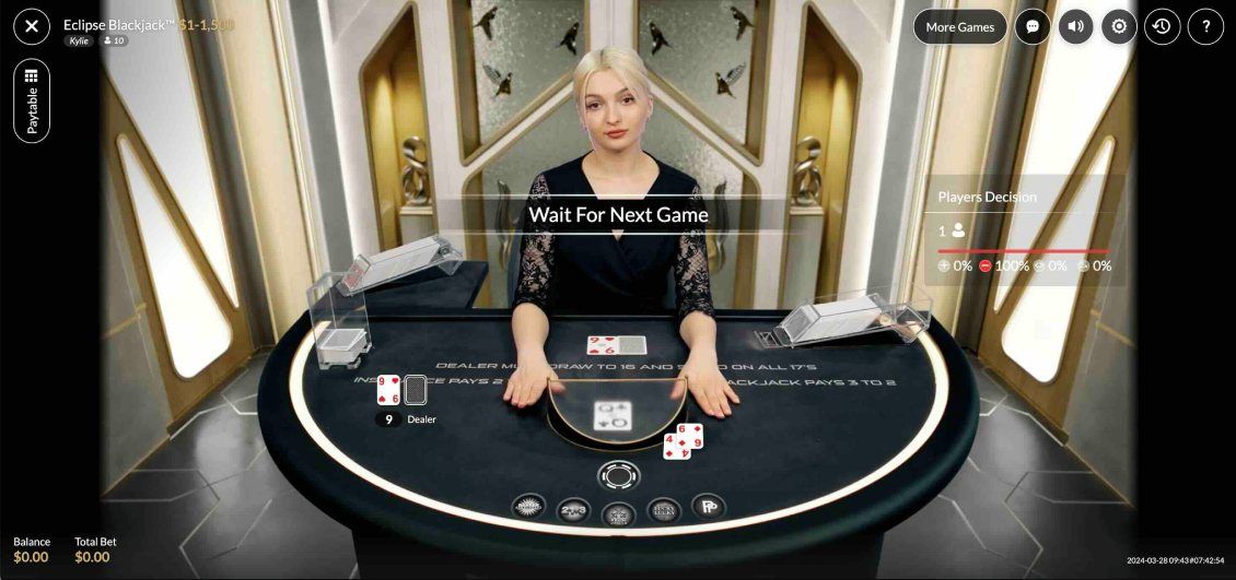 Live dealer game available at Grand Mondial Casino