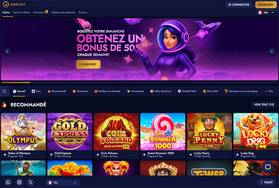 Page principale du casino Gravira