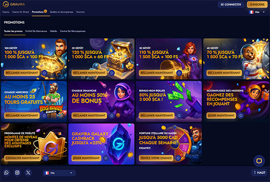 Page des promotions du casino Gravira