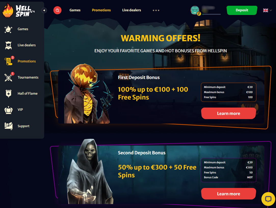  Hellspin casino bonuses and promotions