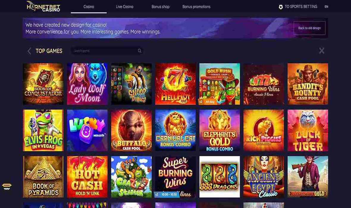 HornetBet casino top games