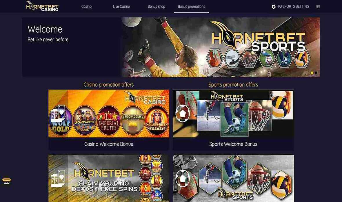 HornetBet casino promotions page