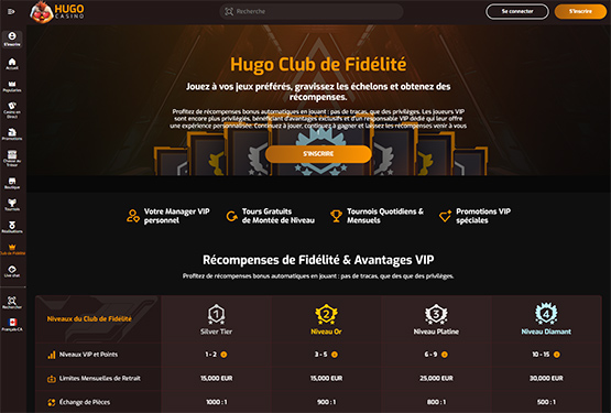Club de fidélité du casino Hugo Casino