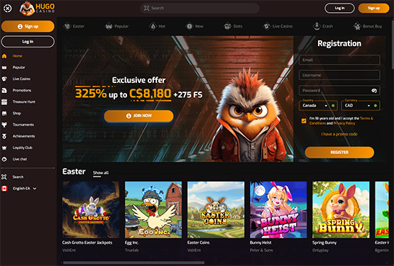 Hugo Casino main page