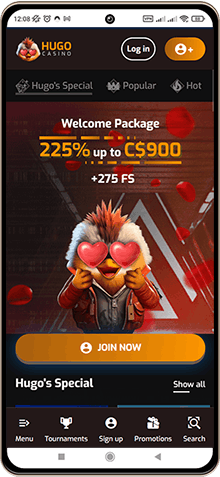 Mobile screenshot of Hugo casino