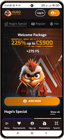 Mobile screenshot of Hugo casino