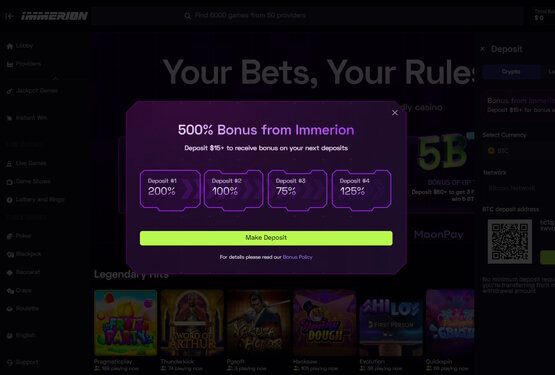 Immerion casino promotions page