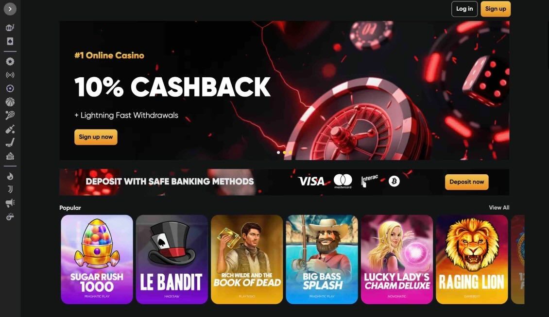 Instant casino main page