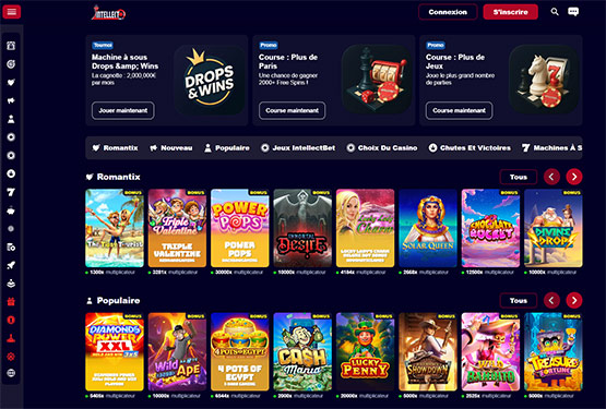 Page principale du casino IntellectBet