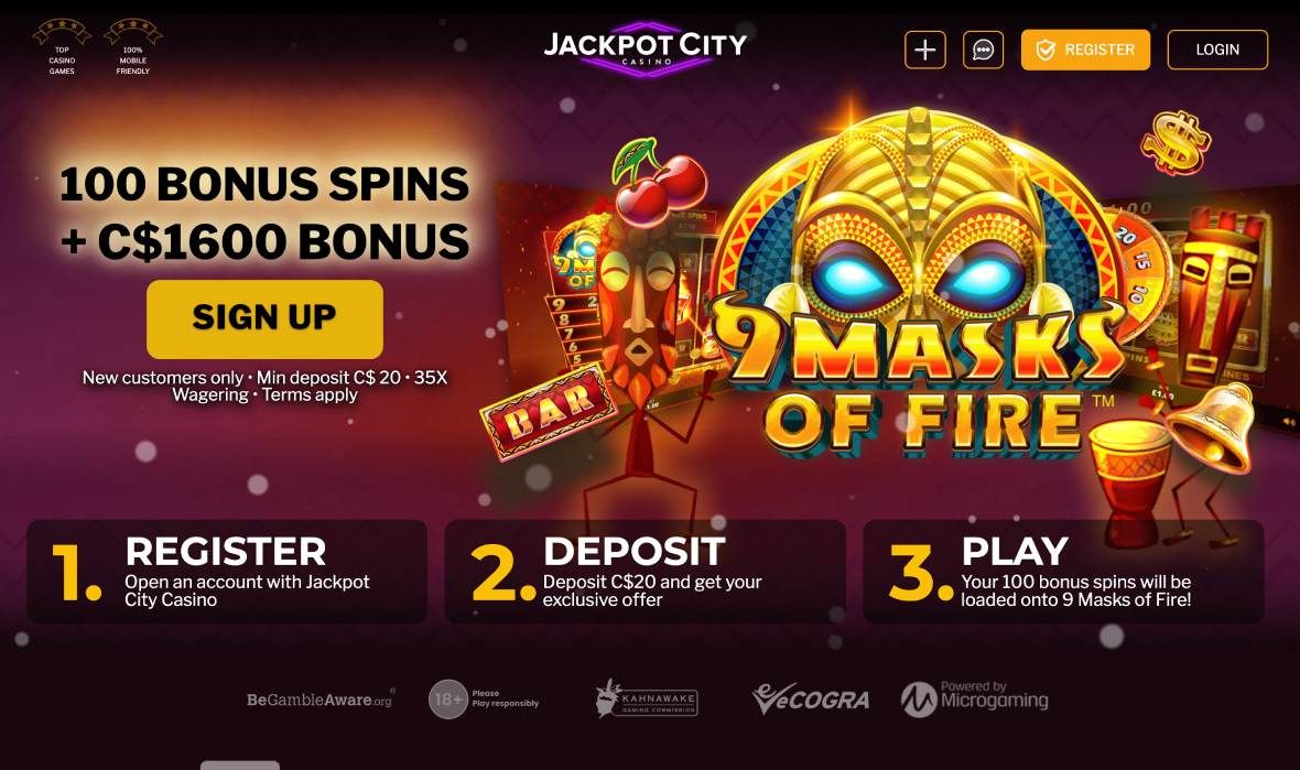 Promo Page of Jackpot City Casino with excluive bonus