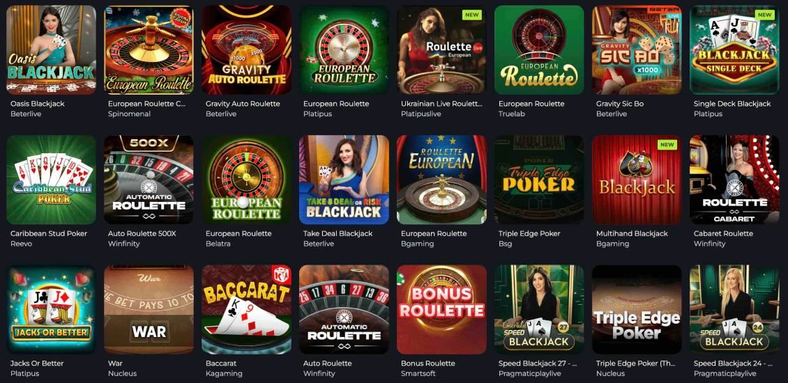 List of table games at JeetCity Casino