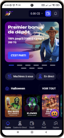 Capture d'écran de la page principale de Jet4Bet Casino sur mobile