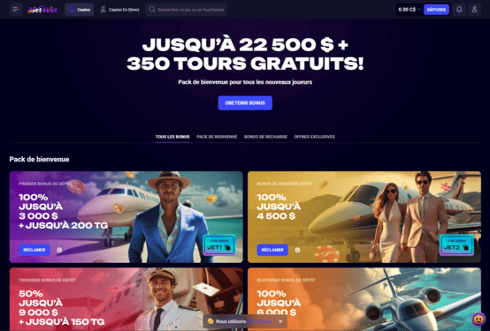 Page des promotions du casino Jet4Bet