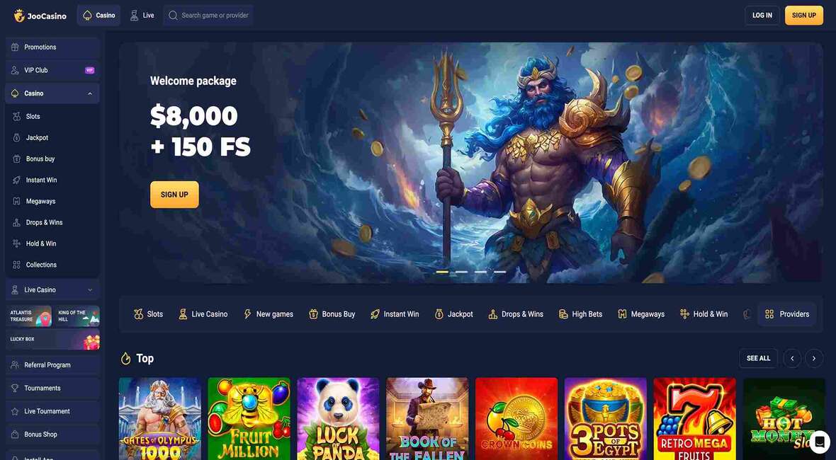 Joo casino main page