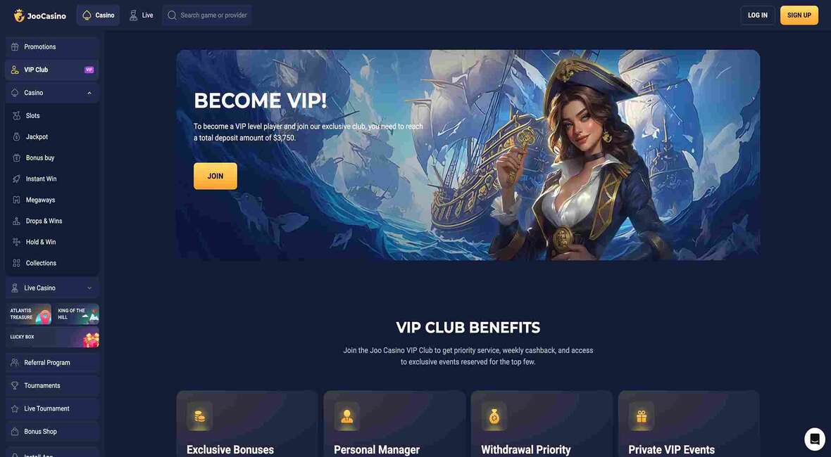 Joo casino vip page