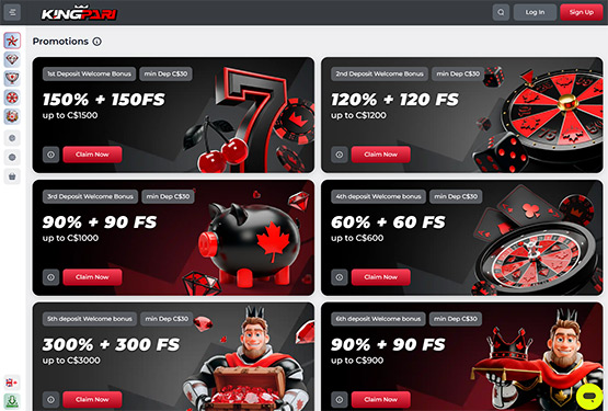 KingPari Casino Promotions Page