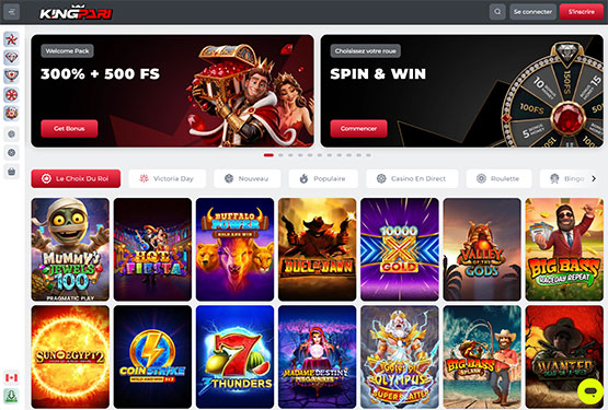 Page principale du casino KingPari