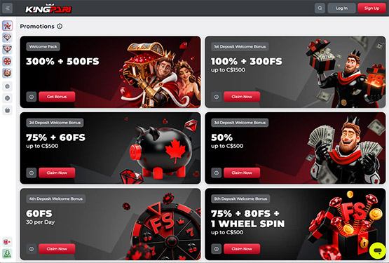 KingPari Casino Promotions Page