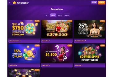 kingmaker casino list of promotions and bonuses