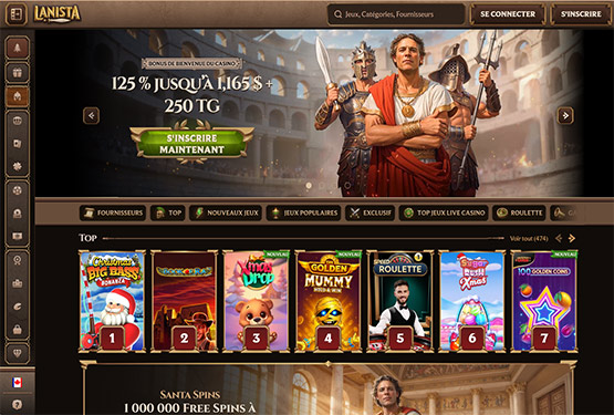 Page principale du casino Lanista