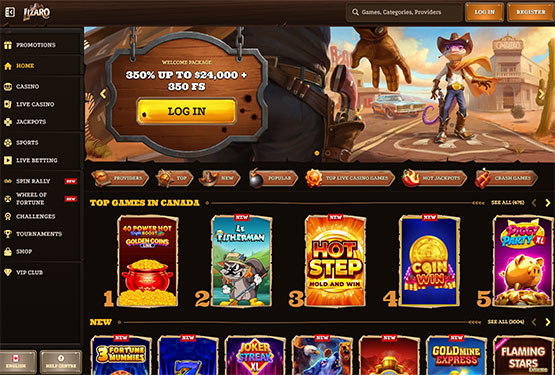 Lizaro casino main page