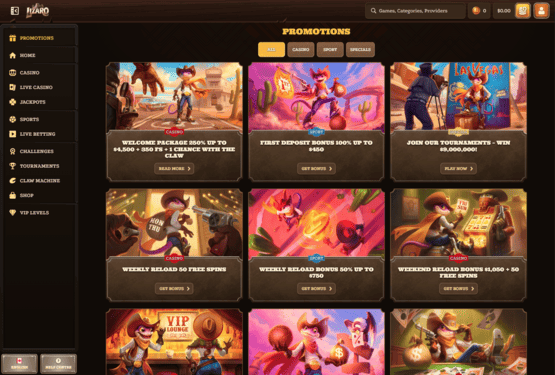 Lizaro casino promotions page