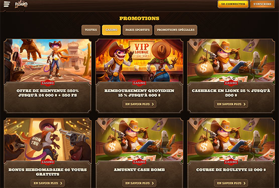 Page des promotions du casino Lizaro