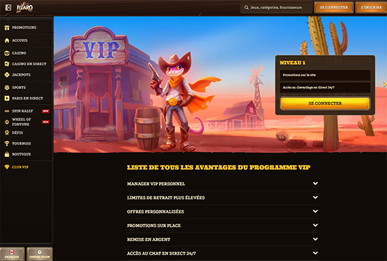 Lizaro casino vip page de programmation
