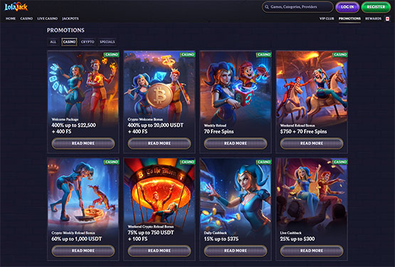 LolaJack Casino Promotions Page