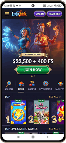 Mobile screenshot of LolaJack casino