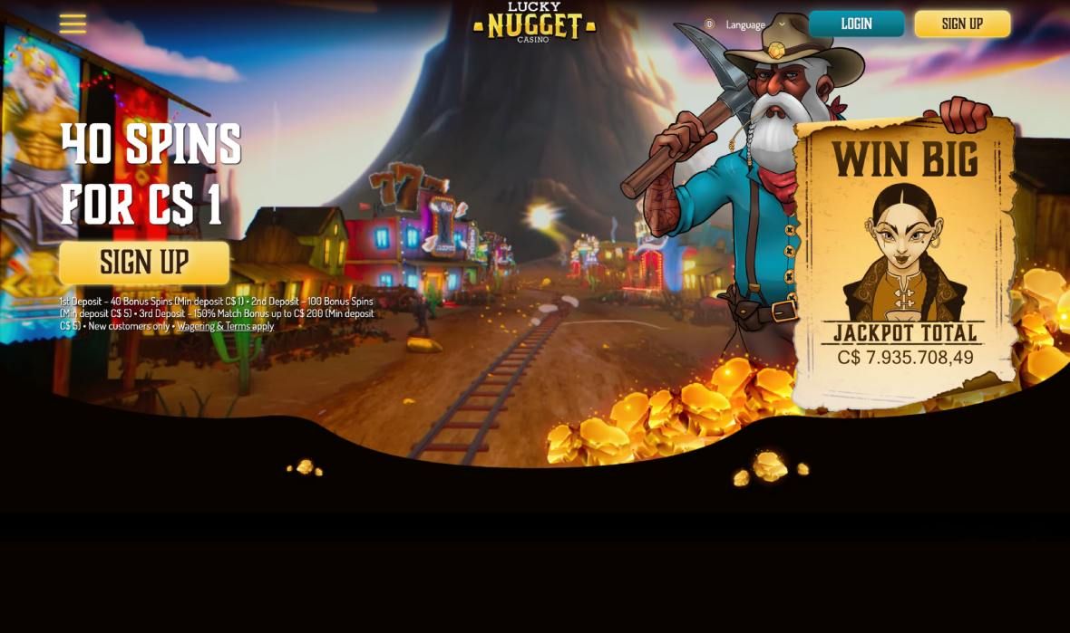 Lucky Nugget Casino main page