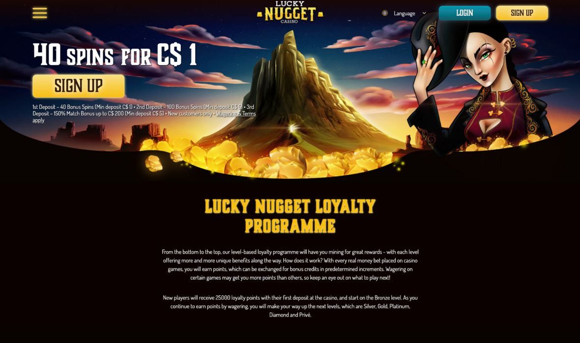 Lucky Nugget Casino page about VIP program