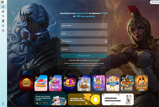 Page principale du casino LuckyDays