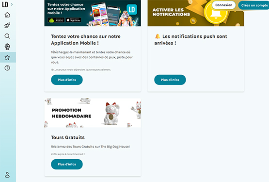 Page des promotions du casino LuckyDays