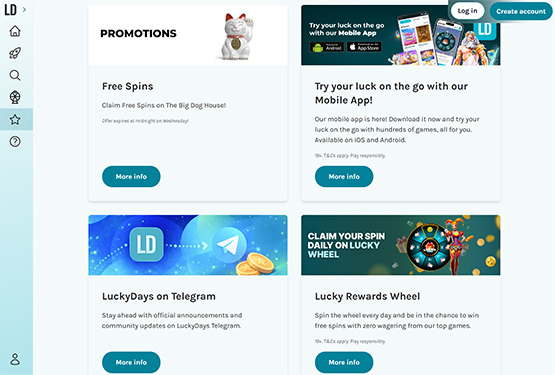LuckyDays casino - Promotions Page