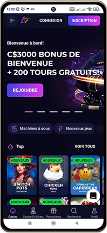 Capture d'écran de la page principale de Lucky7even Casino sur mobile