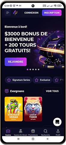 Capture d'écran de la page principale de Lucky7even Casino sur mobile