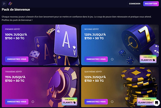 Page des promotions du casino Lucky7even