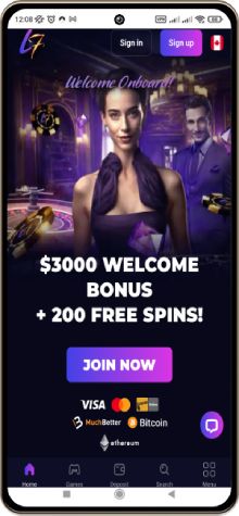 Mobile screenshot of the Lucky7even Casino main page